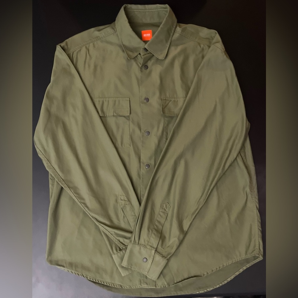 Hugo Boss Orange Label Lightweight Shirt Jacket with Stand-Up Collar
